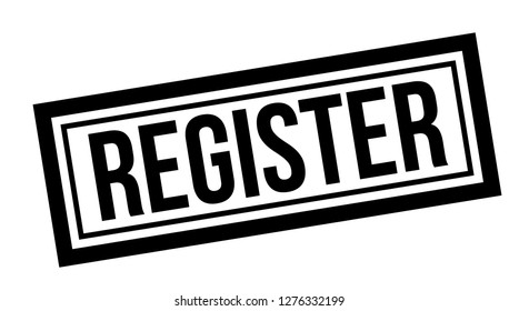 Register typographic stamp, sign, label. Black rubber stamp series.