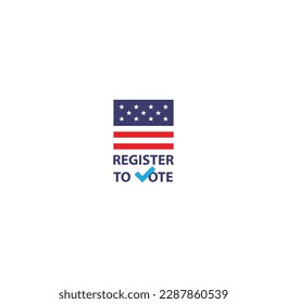 Register to vote on US elections banner design. Invite for people to register for election process. Vector design. 