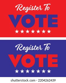 Register To Vote Rectangular Signs With Stars Vector