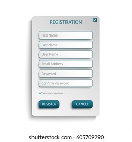 Register web screen with atypical buttons template