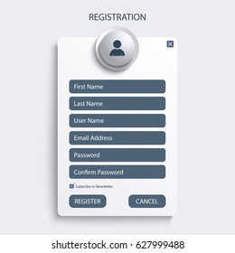 Register web screen with blue design template