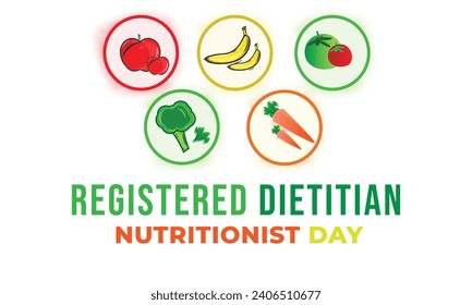 Registered Dietitian Nutritionist Day. background, banner, card, poster, template. Vector illustration.