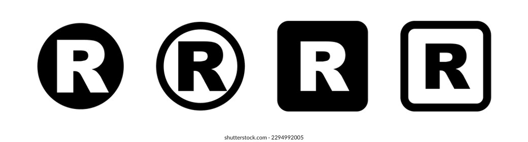 Registered different icon. Abstract "R" for web and app design. Business vector icon. 