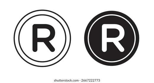 Icono registrado. doodle Vectores gráficos