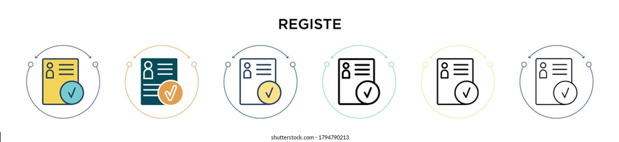 Registered icon in filled, thin line, outline and stroke style. Vector illustration of two colored and black registered vector icons designs can be used for mobile, ui, web