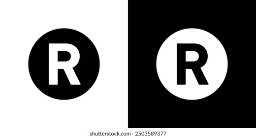 Registered icon Flat vector set outline