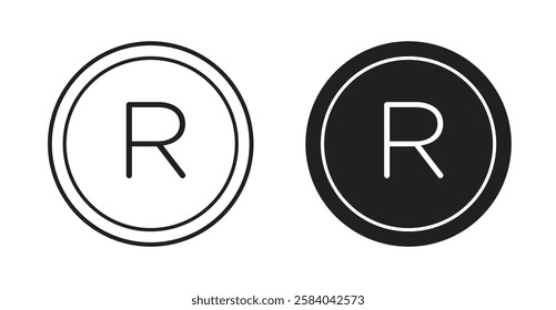 Registered icon set in thin line. vector illustrations for web