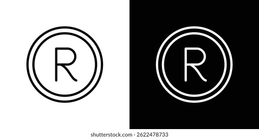 Registered icon shape graphic simple plain clipart symbol. thin line outline art