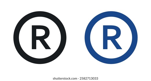 Registered icons set vectors black and colored style
