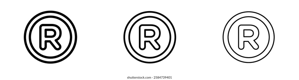 Registered icons in three different stroke lines