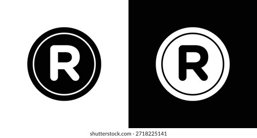 Iconos registrados. Vector Plantilla Ilustración Símbolo Píxeles Perfecto