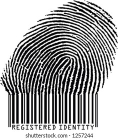 Registered Identity - Fingerprint becoming barcode (vertor format)