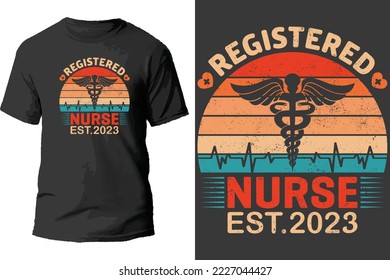 registered nurse est.2023 t shirt design.