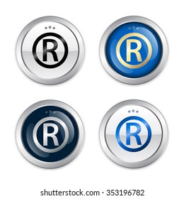 Registered seals or icons. Glossy silver seals or buttons.