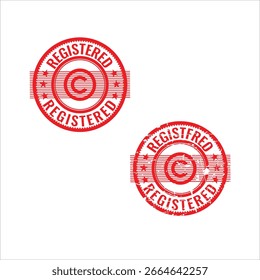 Conjunto de sello registrado. Incluye un sello de oficina de goma grunge y una versión limpia y sólida. Perfecto para negocios, documentos y proyectos creativos. Archivo EPS de Vector.