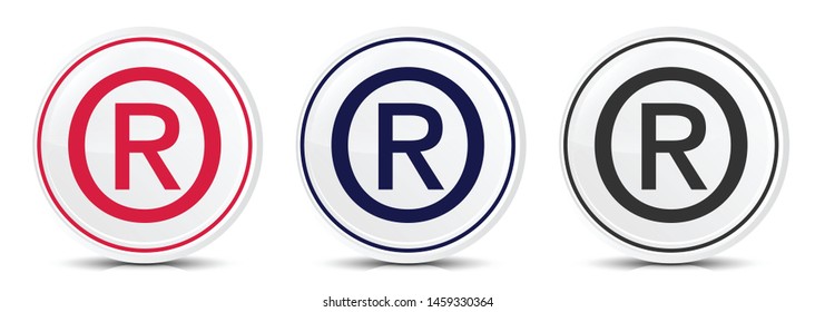 Registered symbol icon crystal flat round button set illustration design isolated on white background