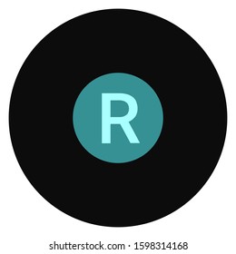 Registered symbol icon flat black round button vector illustration. Registered symbol icon vector illustration design isolated on flat black round button