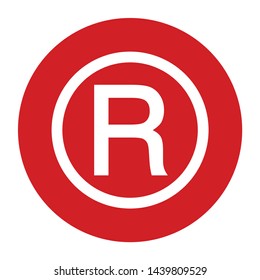 Registered symbol icon vector isolated on flat red round button illustration