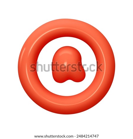 Registered trade mark Sign red color. Realistic 3d design in cartoon balloon style. Isolated on white background. vector illustration
