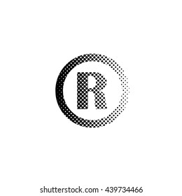 Registered Trademark - black vector icon;  halftone illustration