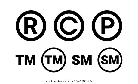Registered Trademark Copyright Patent and Service Mark Icon Set