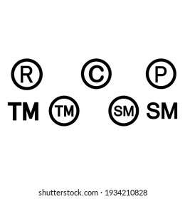 Registered Trademark Copyright Patent And Service Mark Icon Set
