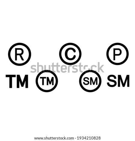 Registered Trademark Copyright Patent and Service Mark Icon Set
