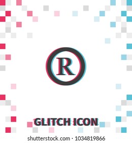 Registered Trademark  glitch effect vector icon.