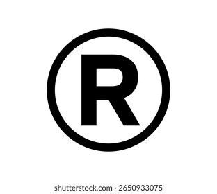 Registered trademark icon. Bold letter R. Legal brand symbol vector design and illustration.


