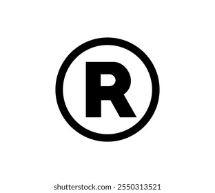 Icono de Marca comercial registrada. Icono de símbolo de marca de Derechos de autor. Diseño e ilustración de Vector de signo de Propiedad intelectual. 

