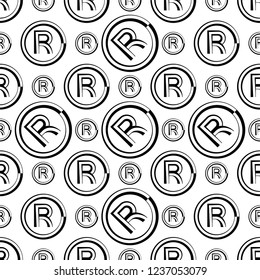 Registered Trademark Icon, Letter R Symbol Seamless Pattern Vector Art Illustration
