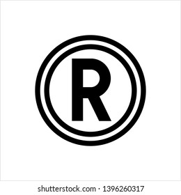 Registered Trademark Icon, Letter R Symbol Vector Art Illustration