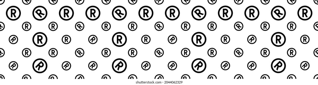 Registered Trademark Icon, Letter R Symbol Seamless Pattern Vector Art Illustration