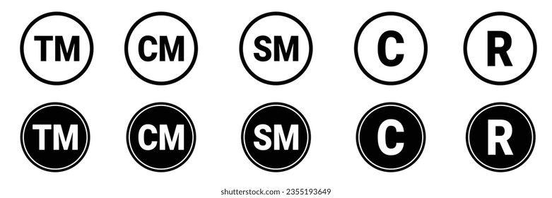 conjunto de iconos de marca registrada, vector