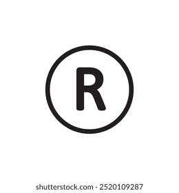 Icono de Marca comercial registrada, ilustración de estilo de moda negra plana simple para Web y App.. eps