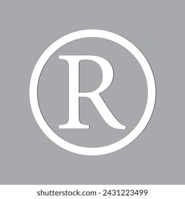 Registered trademark icon vector. R alphabet sign symbol.