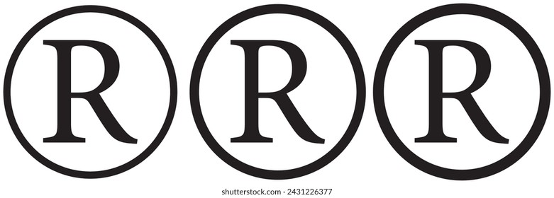 Registered trademark icon vector. R alphabet sign symbol.