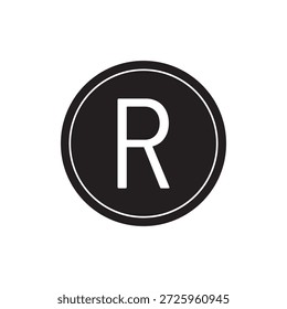 Vector de icono de Marca comercial registrada. Símbolo de signo del alfabeto R.