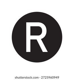Vector de icono de Marca comercial registrada. Símbolo de signo del alfabeto R.