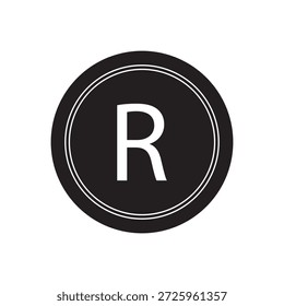 Vector de icono de Marca comercial registrada. Símbolo de signo del alfabeto R.