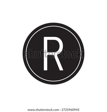 Registered trademark icon vector. R alphabet sign symbol.