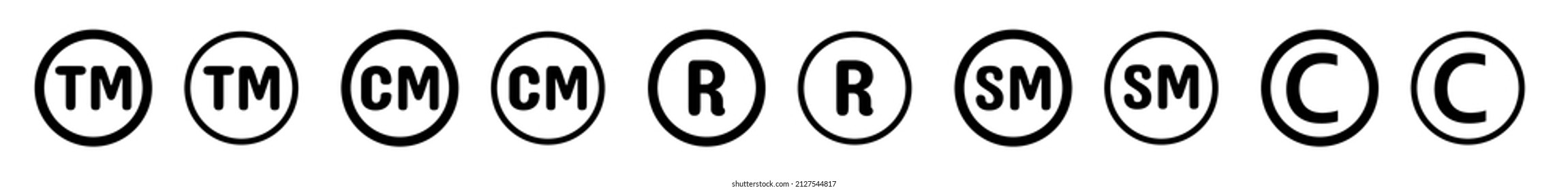 Logo de marca registrada. Conjunto de iconos de la marca inteligente y la marca comercial derecha y vector de licencia