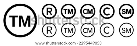 Registered trademark logo. Trademark Symbol. Copyright mark icons. Intellectual property sign. Smartmark and trademark right and license.