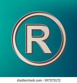 Registered Trademark sign. Vector. Icon printed at 3d on sea color background.