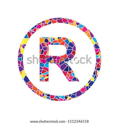 Registered Trademark sign. Vector. Stained glass icon on white background. Colorful polygons. Isolated.