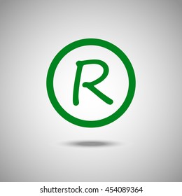 Registered Trademark symbol Icon. Flat style.Grey background. Vector illustration.