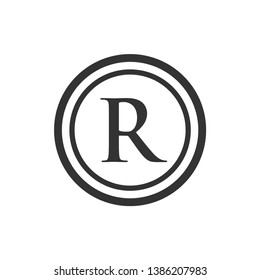 Registered trademark symbol icon vector on white background