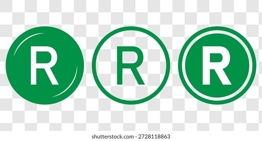 Iconos de símbolo de Marca comercial registrada. Ilustración vectorial.