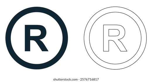 Registered trademark symbol, R icon vector pictogram symbol ui and ux design, glyphs and stroke line