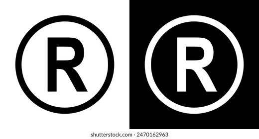 Ilustración vectorial de símbolo de Marca comercial registrada, icono de logotipo de Marca comercial registrada. Símbolo de marca de Derechos de autor, símbolo R, símbolo R - Marca registrada aislada